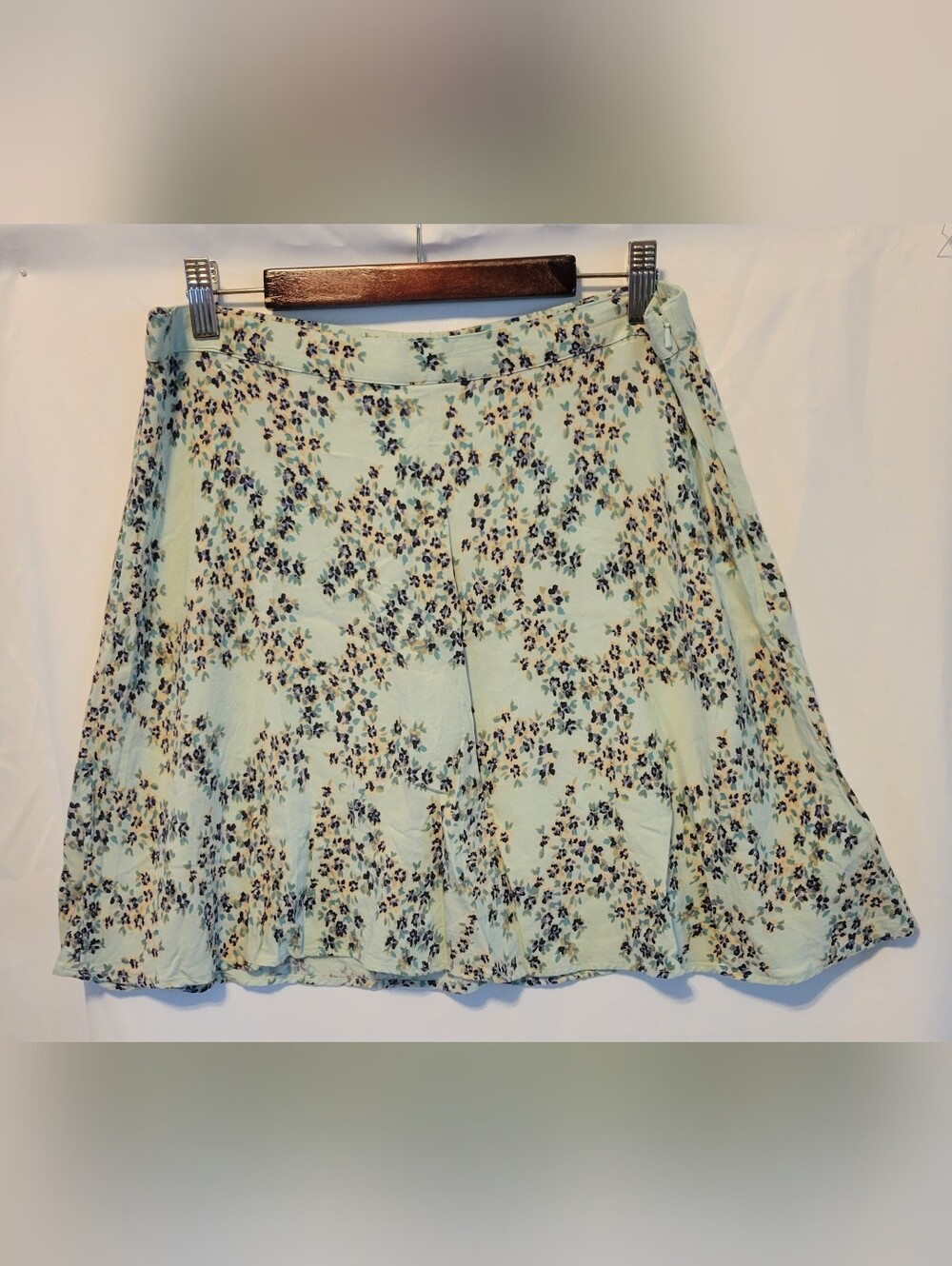 KIMCHI BLUE Sz L Light Mint Floral A-Line MINI Skirt